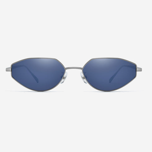 Narrow Geometric Rim Metal Sunglasses 7096